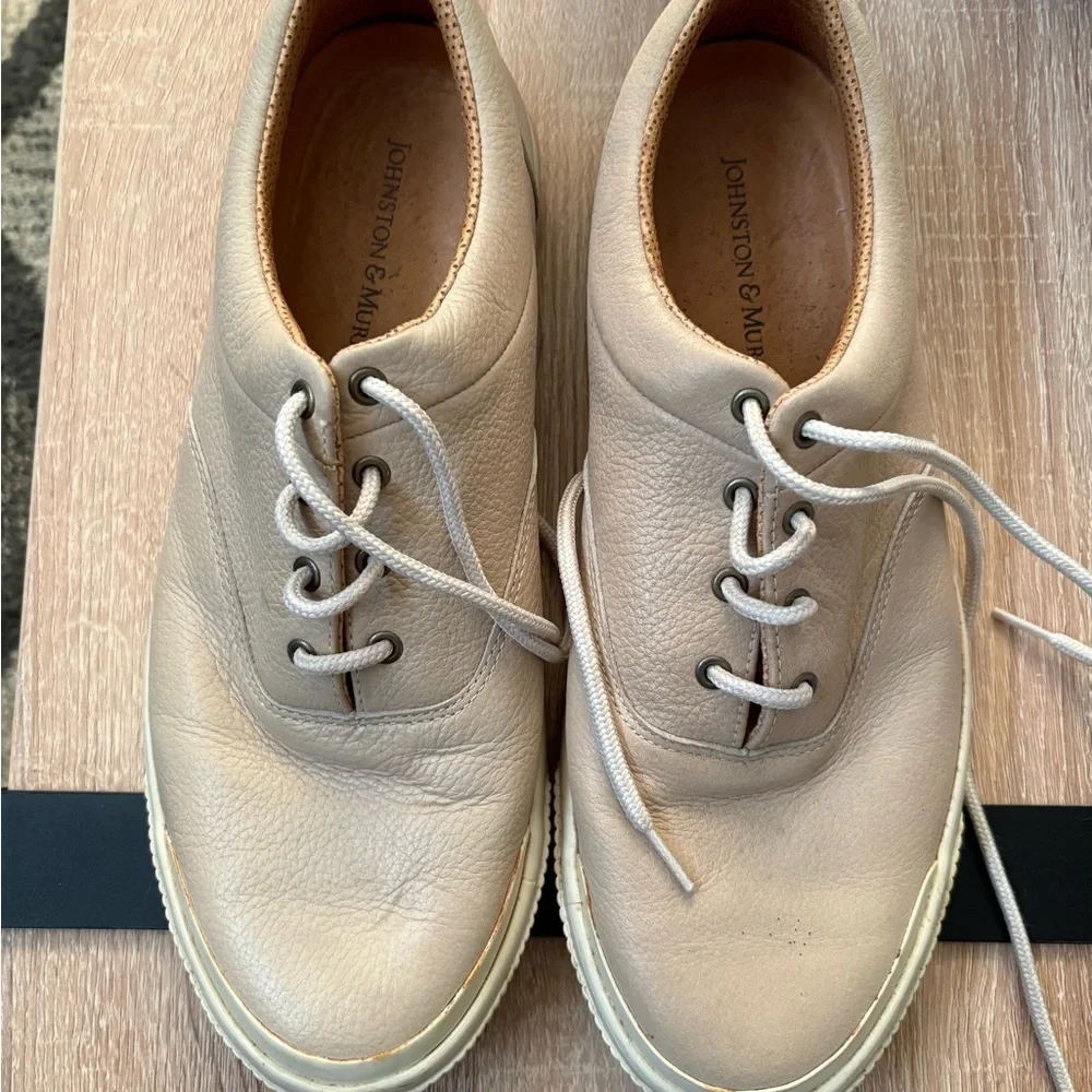Johnston & Murphy Anders Perfed U-Throat color beige full grain size 12